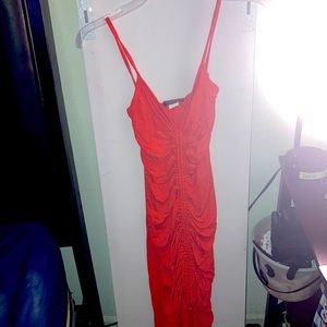 Coral ruched dress